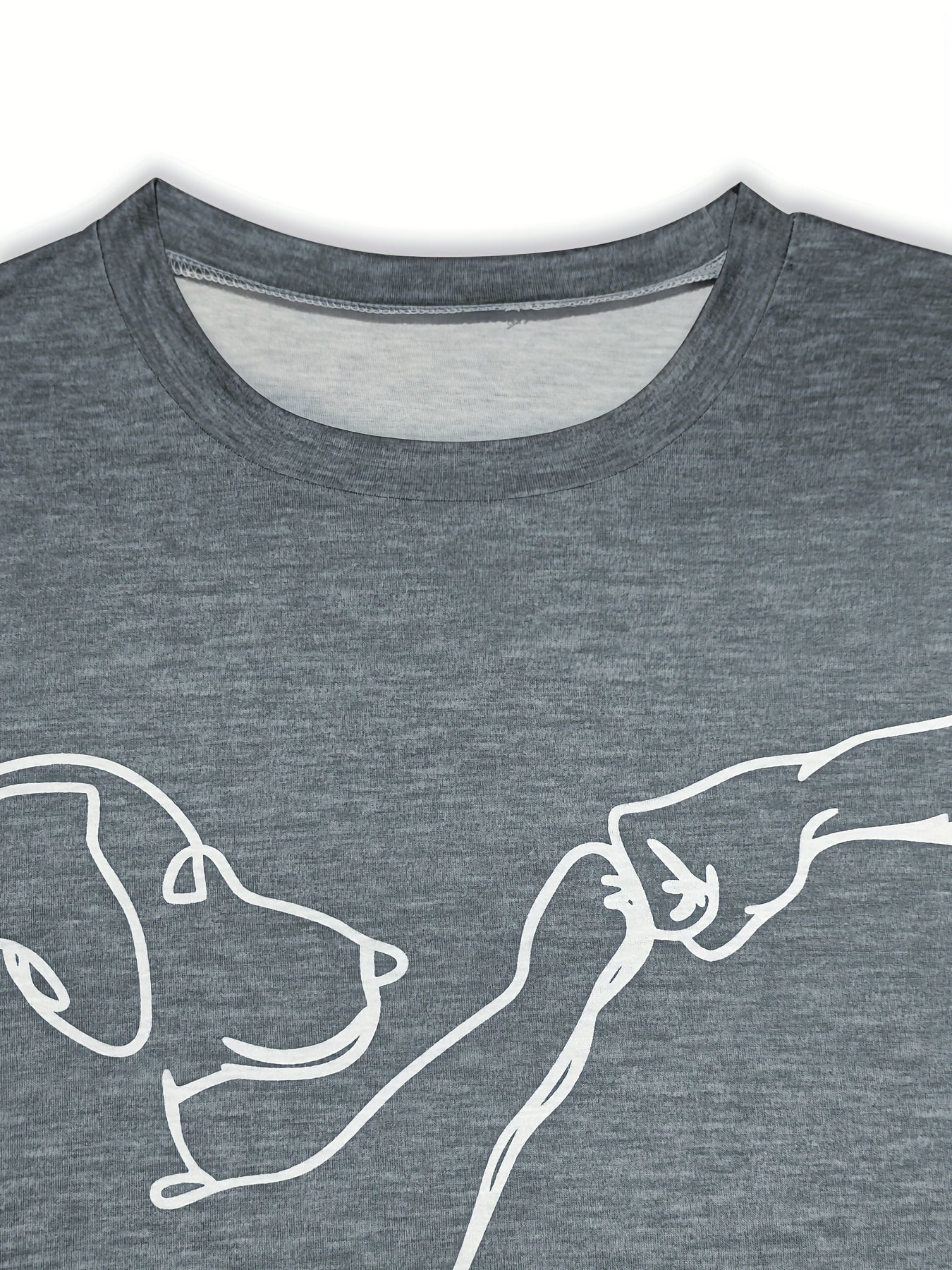 Dog & Paw Print T-shirt, Casual Long Sleeve Top For Spring & Fall, Women's Clothing