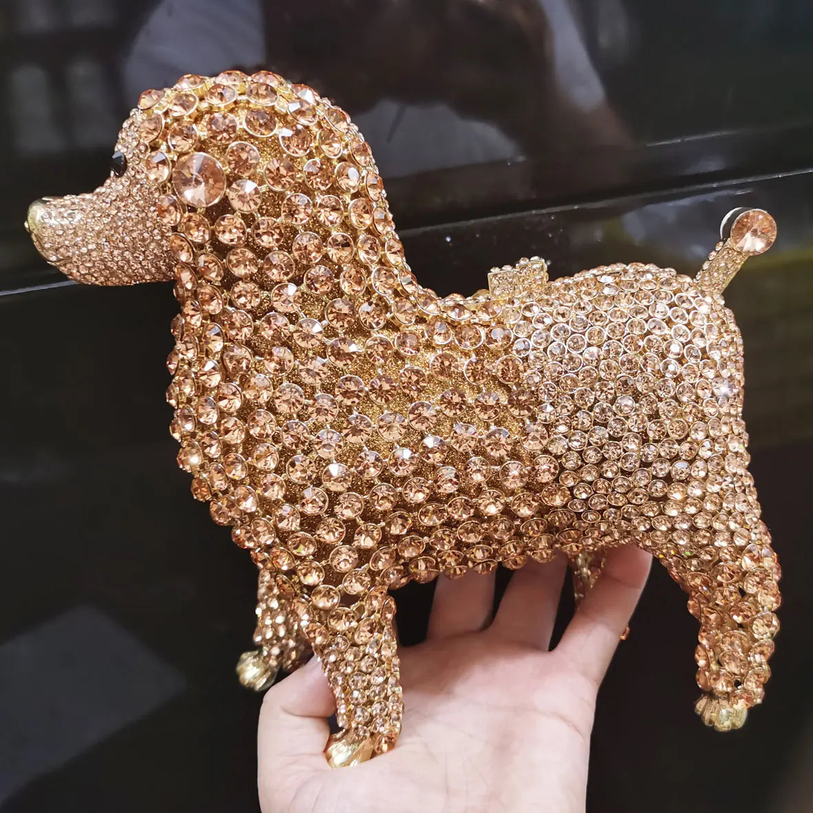 Luxury poodles Designer Animal Crystal Clutch Evening Bags Lovely Golden Dog Wedding Purse Women Party Purse Day Clutches SM97