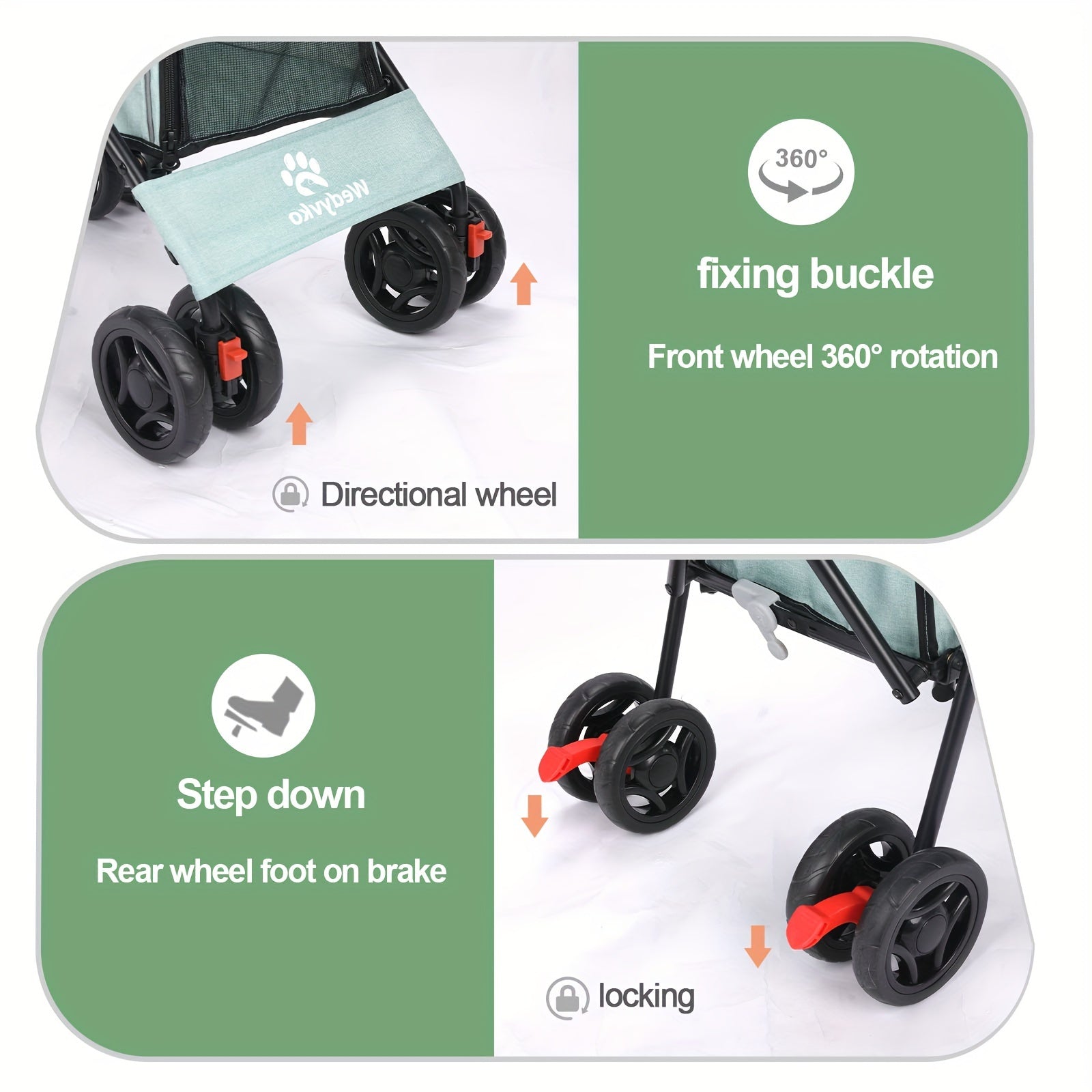 Pet Stroller for Medium Dogs Up to 33 Lbs - Folding, 4-Wheel, 360 Rotating Front Wheels, Cup Holder, and Ideal for Outdoor Walking