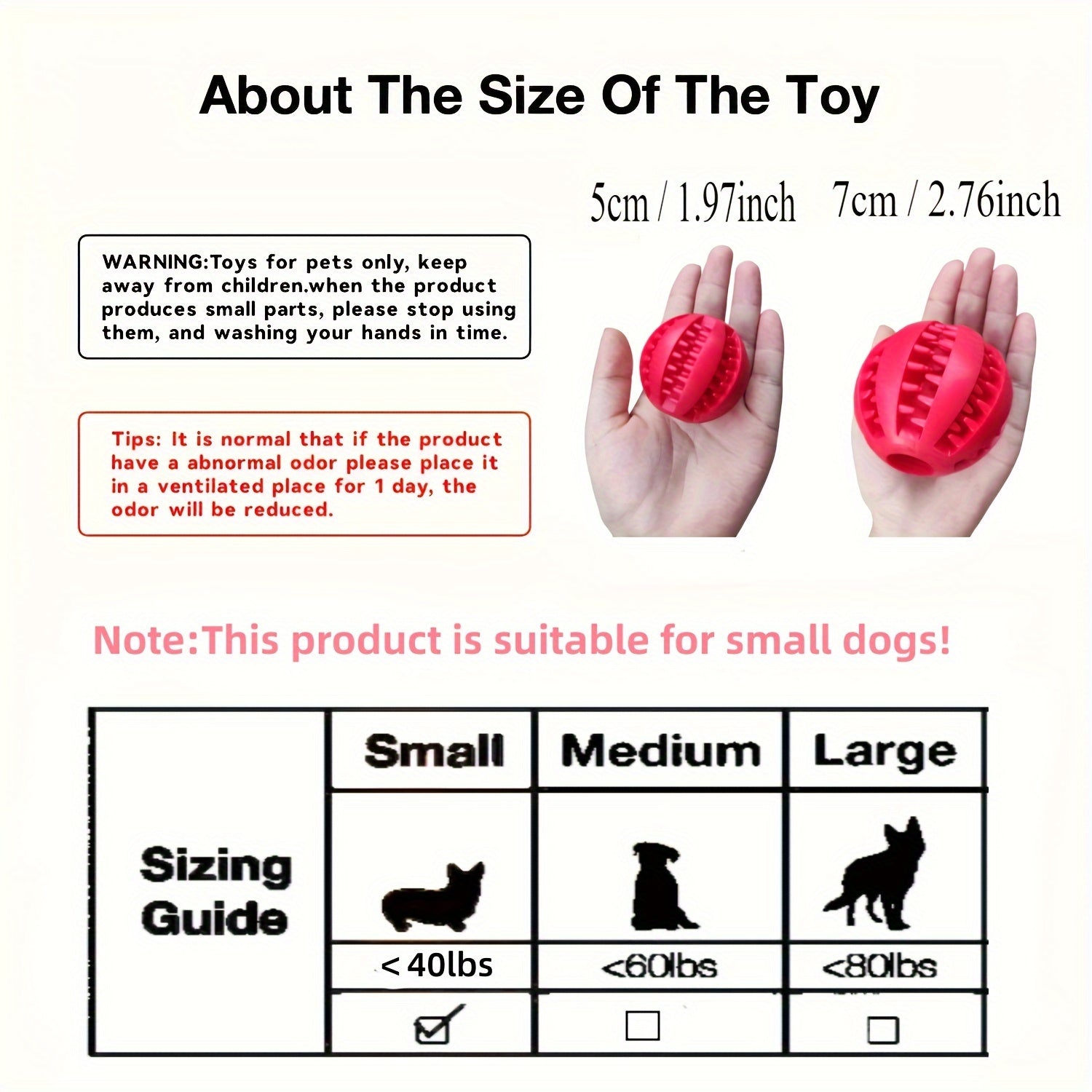 1pc Interactive Rubber Chew Toy for Small Dogs: Durable & Tooth-Cleaning Ball for Puppy Playtime