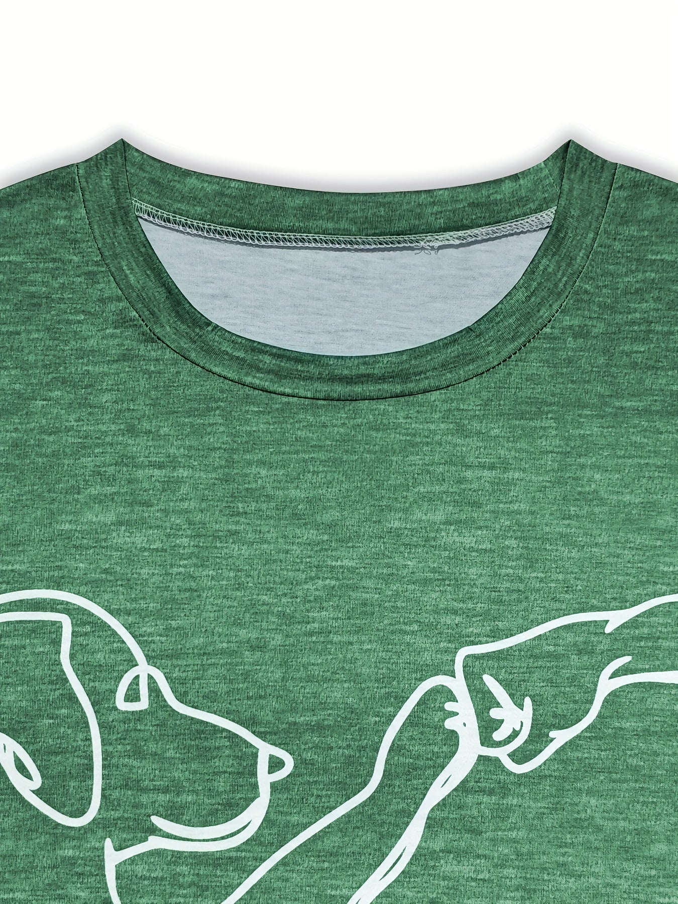 Dog & Paw Print T-shirt, Casual Long Sleeve Top For Spring & Fall, Women's Clothing