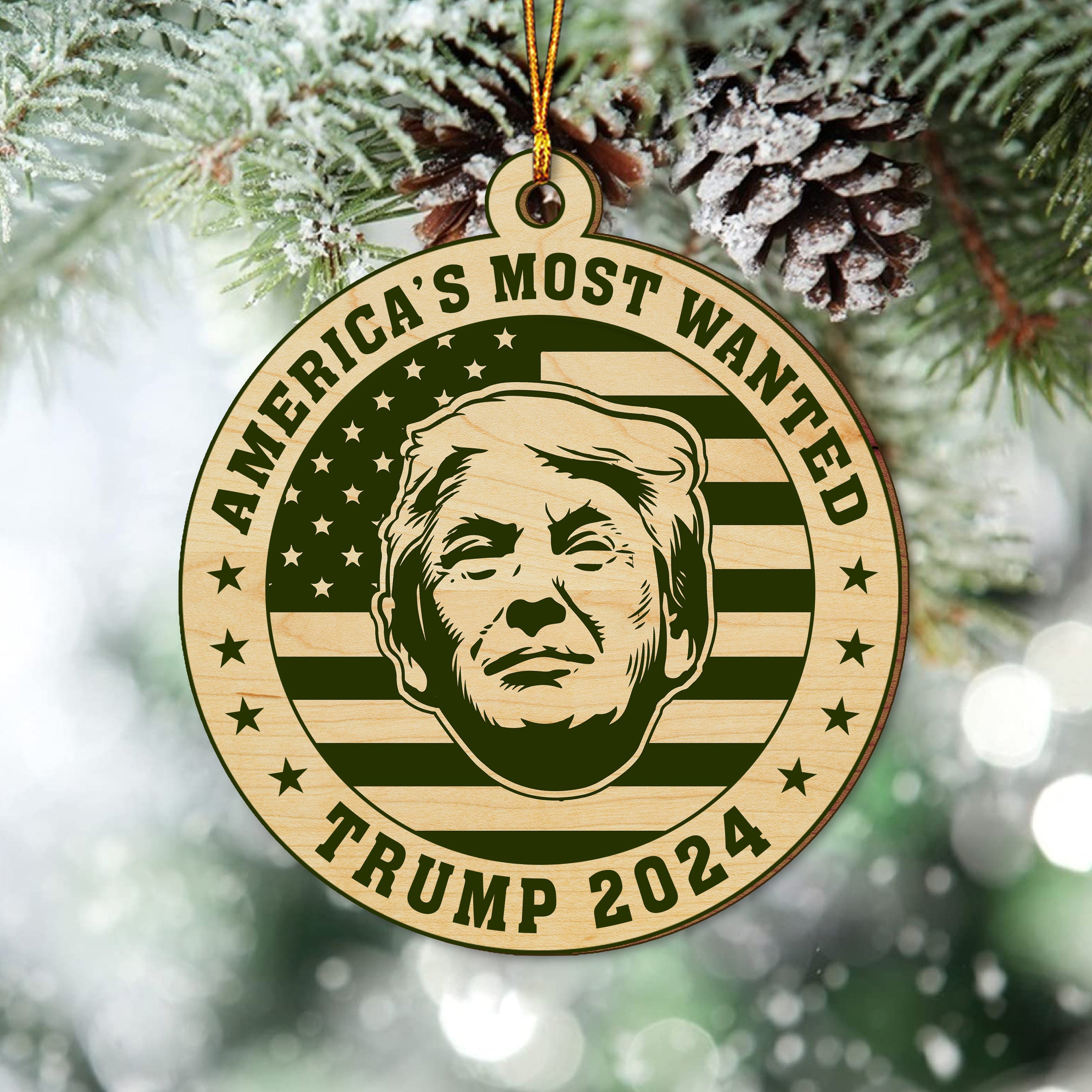 Trump 2024 - America's Most Wanted Wood Ornament HA75 62942