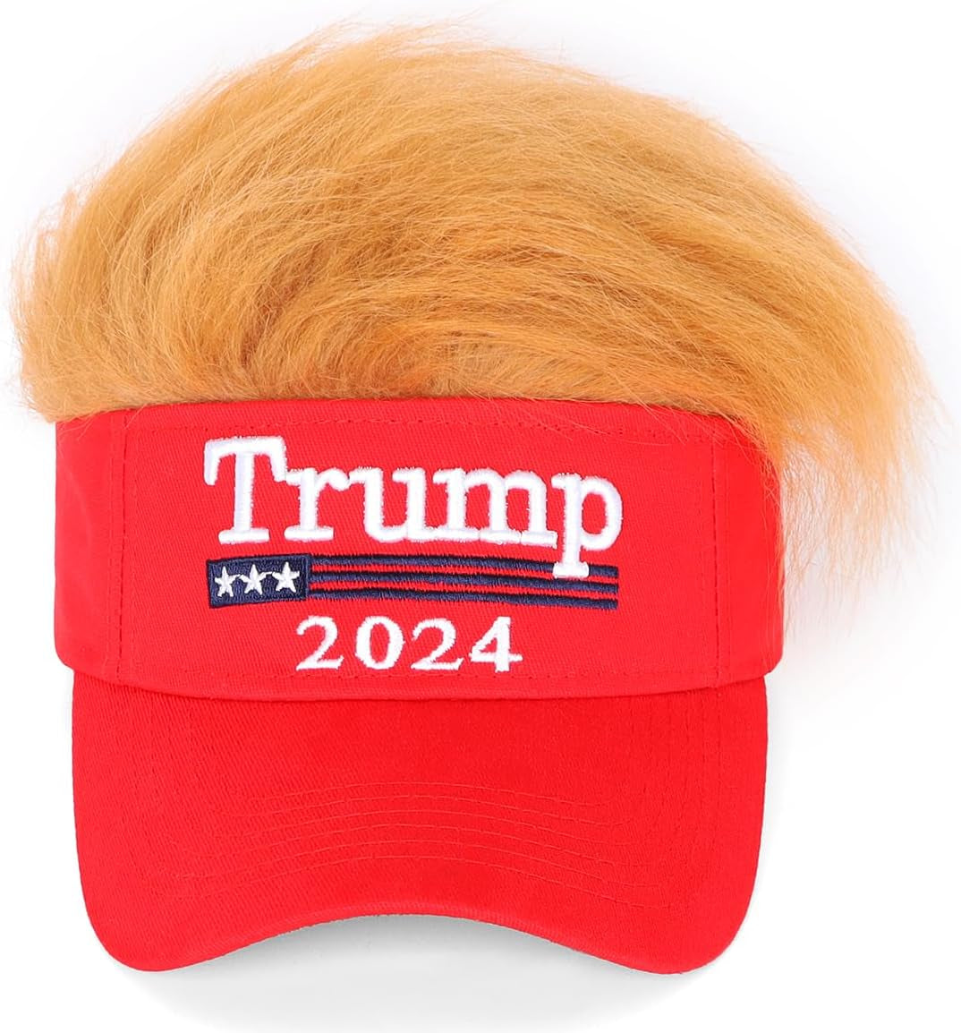 Trump 2024 Hat with Hair 👱🏼‍♂️💇🏼🧢Embroidered Adjustable Baseball Cap