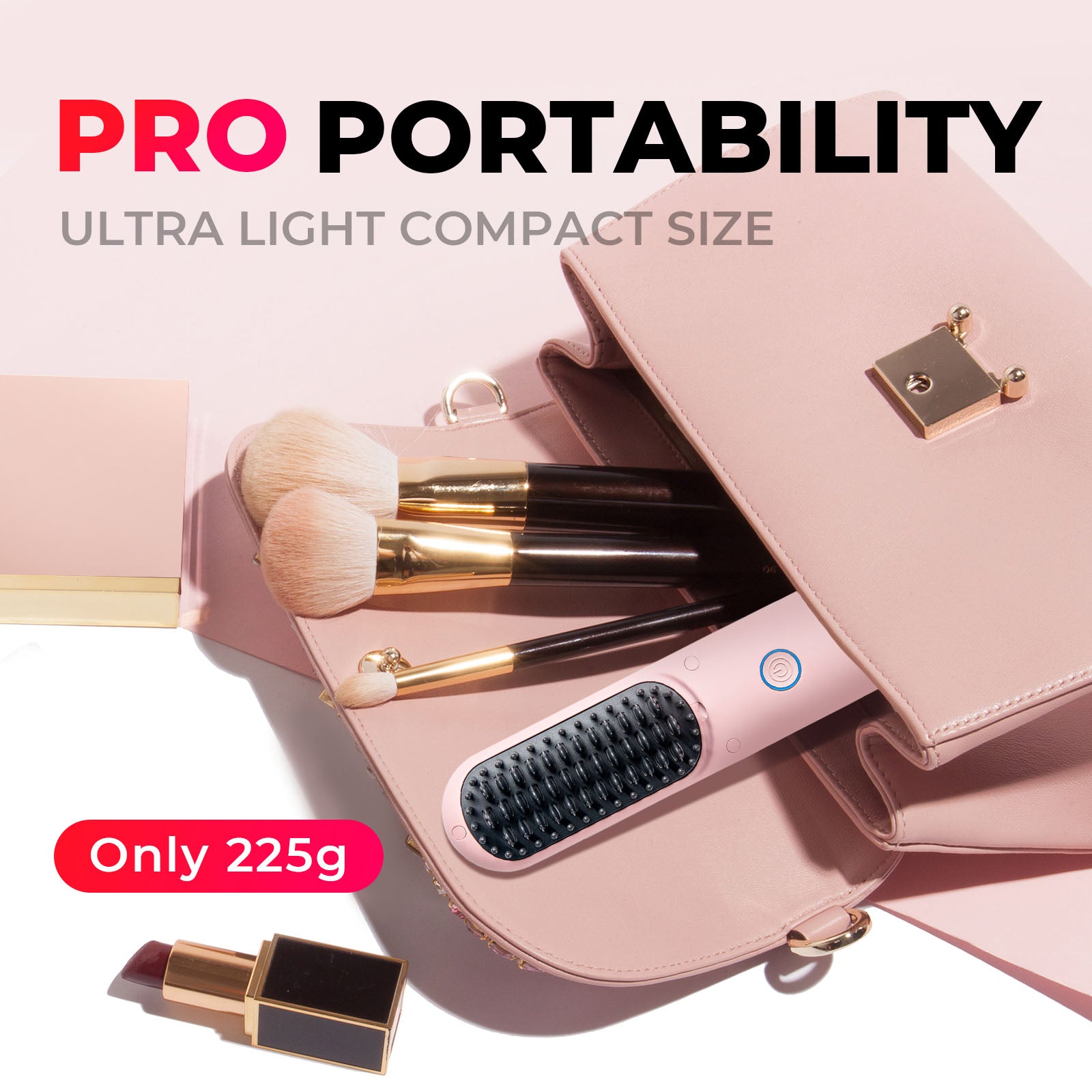 2-in-1 Portable Hair Straightener Brush PRO