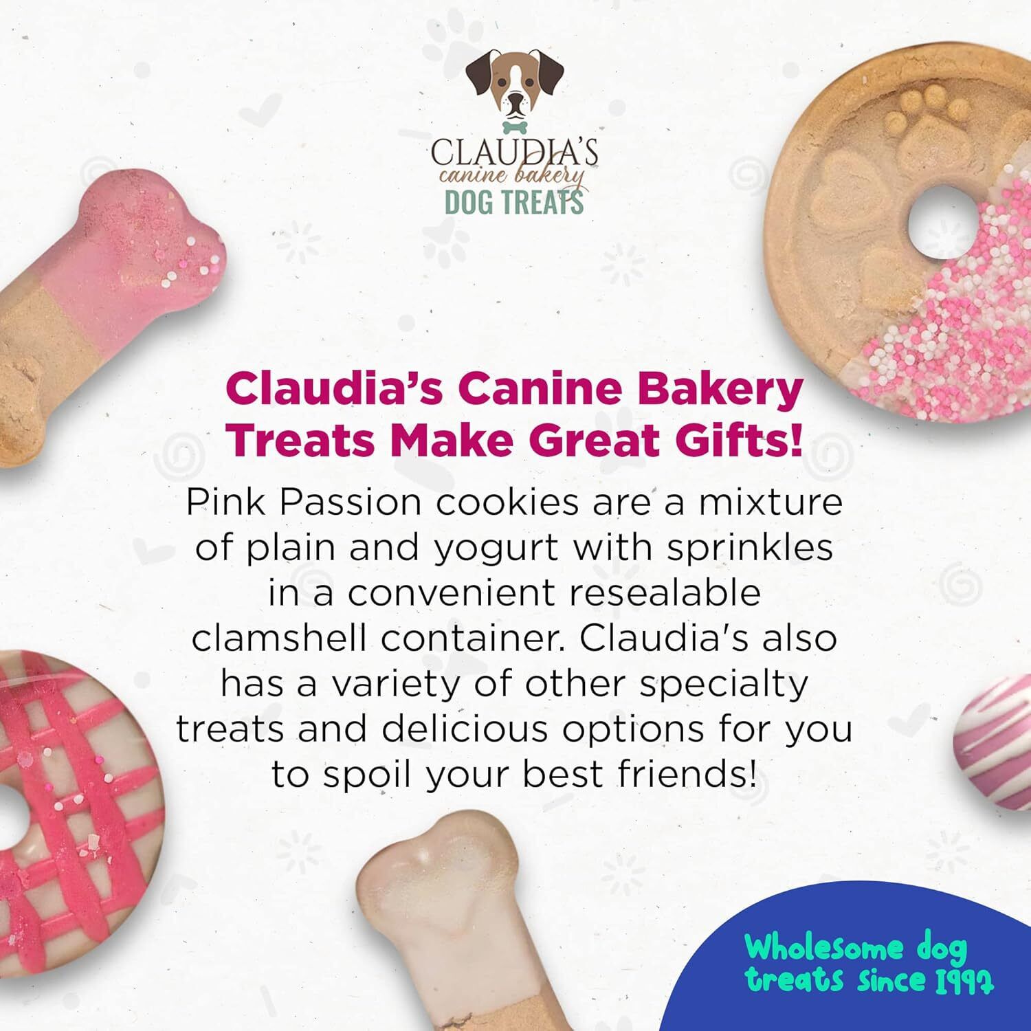 🥖🥯Claudia's Canine Cuisine Pink Passion Gourmet Biscuit Dog Treats