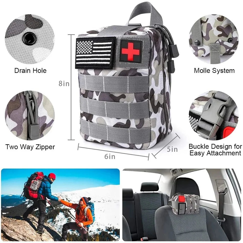 Survival Kit Professional Survival Gear 200 in 1 Emergency Tactical First Aid Kit Outdoor Trauma Bag for Men Adventure Hunting
