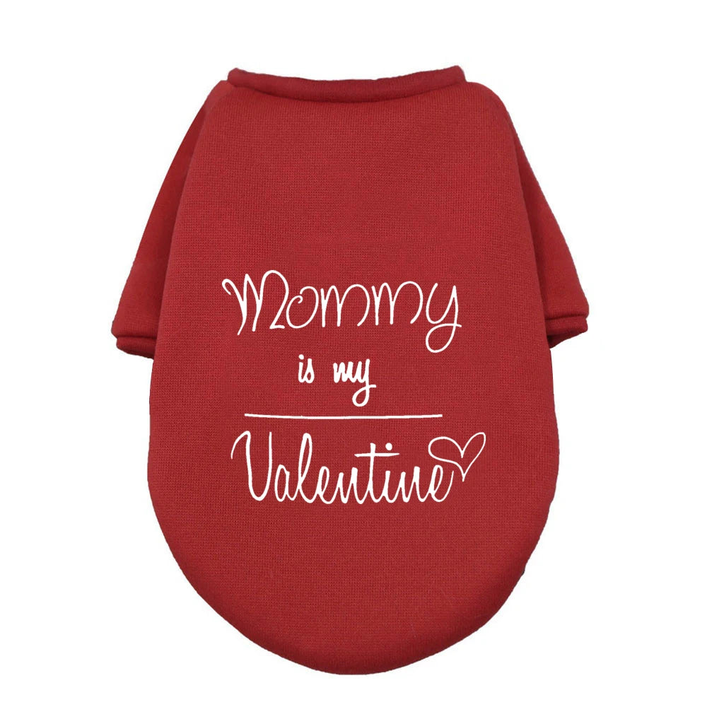 My Mommy Is My Valentine Pet Dog Clothes Valentine's Day Dogs Outfits Hoodies French Bulldog for Puppy Medium Dog Clothing Gifts