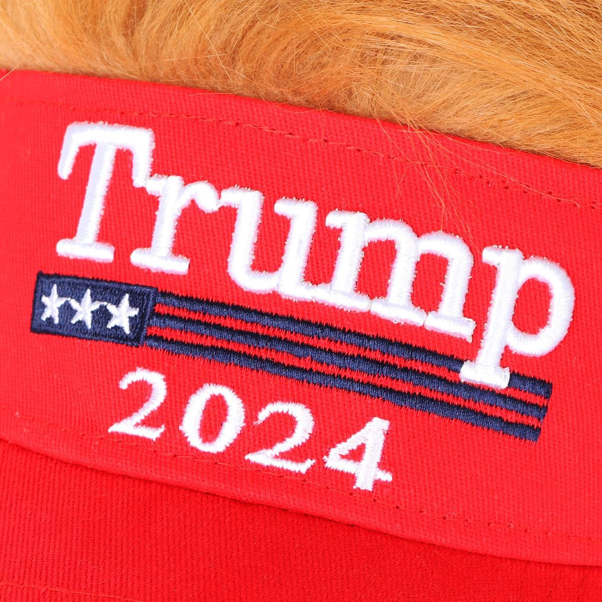 Trump 2024 Hat with Hair 👱🏼‍♂️💇🏼🧢Embroidered Adjustable Baseball Cap